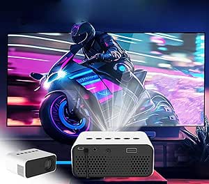 Mini Projector Automatic 1080p Full HD Video Projector Portable Outdoor/Indoor Movie Projector Wifi Movie Projector Bluetooth Gift Machine, Supports U Disk, Tf, HDMI, Av Cable Playback