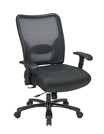 Big Man's Chair with Air Grid Back and Leather Seat