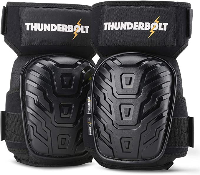 Knee Pads for Work by Thunderbolt with Heavy Duty Gel Cushion Perfect for Construction, Flooring and Gardening with Adjustable Non-Slip Straps
