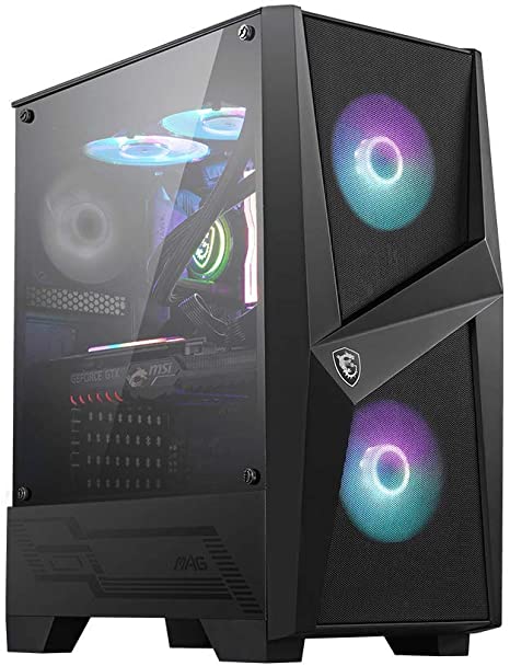 MSI – MAG Forge 100R - Mid-Tower PC Gaming Case – Tempered Glass Side Panel – ARGB 120mm Fan – Liquid Cooling Support up to 240mm Radiator x 1 (MSI-MAG-FORGE100R)