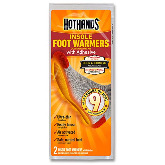 HotHands Insole Foot Warmers With Adhesive - Long Lasting Safe Natural Odorless Air Activated Warmers - Up to 9 Hours of Heat