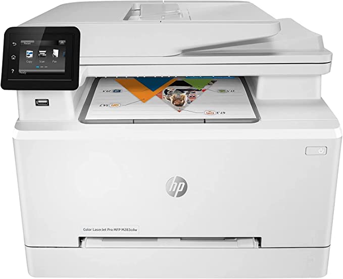 HP Color Laserjet Pro MFP M283cdw Wireless All-in-One Laser Printer, White - Print Scan Copy Fax - 2.7" LCD Display, 22 ppm, 600 dpi, Auto 2-Sided Printing, 50-Sheet ADF, Ethernet, USB