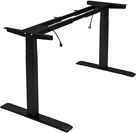 TOPSKY Dual Motor 3 Stage Electric Adjustable Standing Desk Frame Heavy Duty 300lb Load Capacity for Home Office (Black Frame Only)