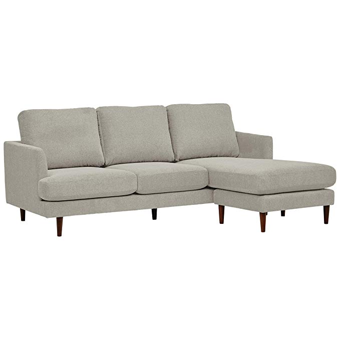 Rivet Goodwin Modern Sectional, 88.6"W, Light-Gray Fabric