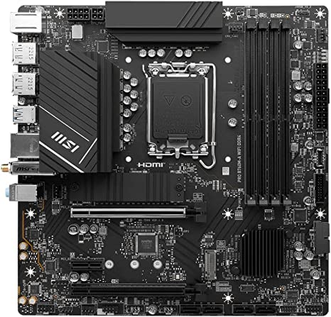 MSI PRO B760M-A WiFi DDR4 ProSeries Motherboard (Supports 12th/13th Gen Intel Processors, LGA 1700, DDR4, PCIe 5.0, M.2, 2.5Gbps LAN, USB 3.2 Gen2, Wi-Fi 6E, mATX)