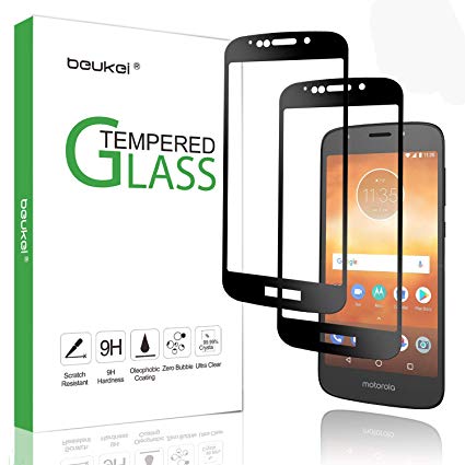 (2 Pack) Beukei for Motorola Moto E5 Play/ E5 Cruise / E5 Play Prime Tempered Glass Screen Protector, Glass with 9H Hardness, with Lifetime Replacement Warranty