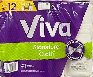 Signature Cloth Paper Towels, 6 Double Rolls, Purple/yellow