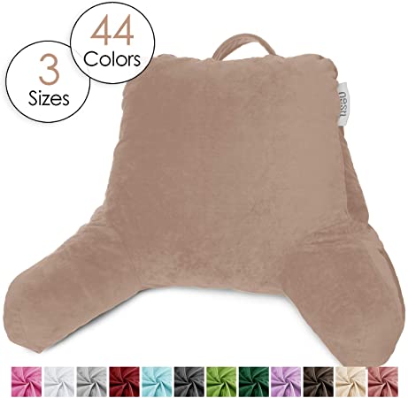 Nestl Reading Pillow, Petite Bed Rest Pillow with Arms for Kids & Young Adults – Premium Shredded Memory Foam TV Pillow - Taupe Sand