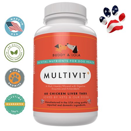 Best Senior Dog Vitamins Supplement - #1 Multivitamin for Nutrients, Calcium, Digestive Enzymes & Antioxidants - Chicken Liver Taste Chewable Tablets - Ideal for Dogs of All Ages