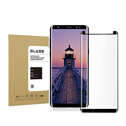 For Galaxy Note8 Tempered Glass Screen Protector, Lushim [Anti-scratches] [9H Hardness] [Crystal Clear] [Bubble Free] Screen Protector for Samsung Galaxy Note 8 Black