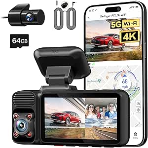 REDTIGER 4K 3 Channel Dash Cam with 33Ft Extension Cord Cable