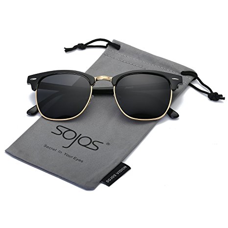 SojoS Clubmaster Semi Rimless Polarized Sunglasses Clear Lens Eyeglasses SJ5018 SJ1043 SJ2019