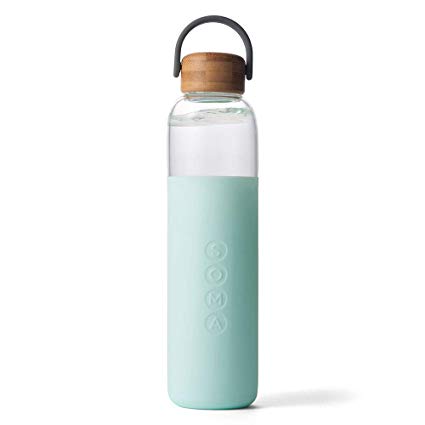 Soma BPA-Free Glass Water Bottle with Silicone Sleeve, Mint, 25oz