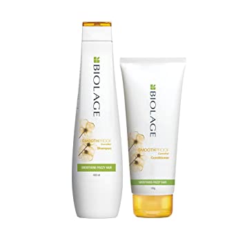 Biolage Smoothproof Shampoo 400ml and Conditioner 196g Combo for Frizzy Hair, Paraben Free (Pack of 2)