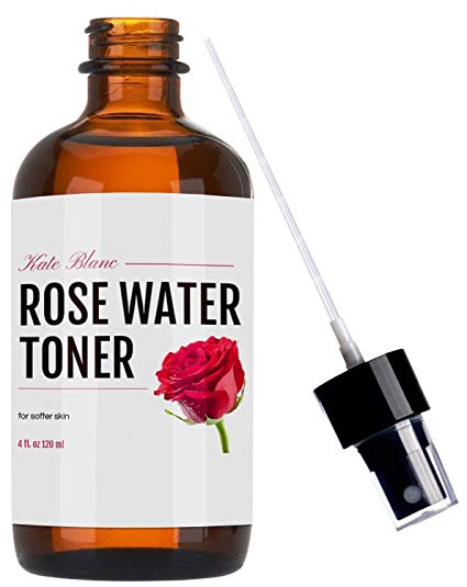 Rose Water Facial Toner & Spray (4oz) by Kate Blanc. Alcohol Free. Chemical Free. Instant Freshness for Face. Natural Astringent. Makeup Remover. Hydrating Face Mist to Reduce Red Spots. Softer Skin.