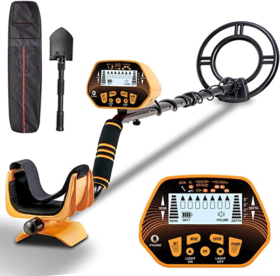 Metal Detector - Sun POW High Accuracy Metal Detector for Adults & Kids, LCD Display with Adjustable Light, Pinpoint Function & DISC Mode, 10 Inch Waterproof Search Coil, Multiple Audio Prompts