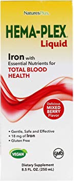 NaturesPlus Hema-Plex Liquid Iron - 18 mg Iron , 8.5 fl oz - Iron With Essential Nutrients For Total Blood Health - Vegan, Vegetarian, Gluten-Free - 25 Servings