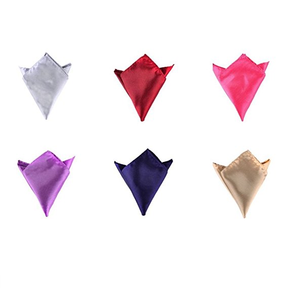 Hello Tie Men's Solid Color Pocket Squares Handkerchiefs 6pcs/lot Multicolor