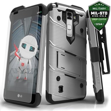 LG Stylo 2 LS775 Case, Zizo Bolt Cover with [.33m 9H Tempered Glass Screen Protector] Included [Military Grade] Armor Case Kickstand Holster