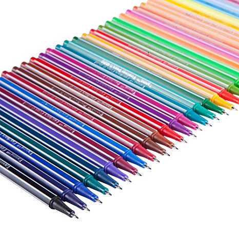 Tanmit Fineliner Color Pens Set - 0.4 mm Felt Tip Pens, 36 Pack Colored Markers Fine Line Pen - Unique & Vivid Ink Perfect for Drawing, Sketching, Artists and Coloring, Small Pictures Especially