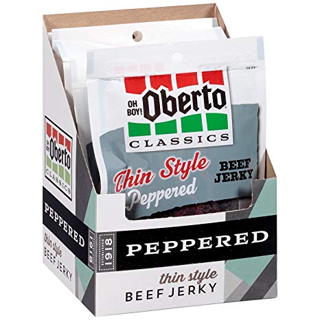 Oh Boy! Oberto Classics Peppered Thin Style Beef Jerky, 1.2 Ounce (Pack of 8)