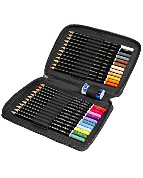 Colored Pencil Set of 24 - Includes Premium Colored Pencils, Travel Case and Pencil Sharpener - Perfect Coloring Pencils For Adult Coloring Books with bright colors by ColorIt