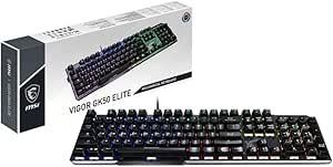 MSI Vigor GK50 Elite Box White Clavier Gaming Mécanique AZERTY FR, Switches Clicky, Ergonomiques, Finition Métal Brossé, Base Antidérapante, RGB par Touche Mystic Light, USB 2.0 -Pleine Taille