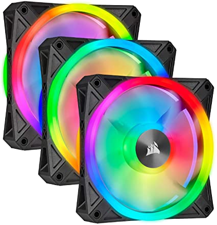 CORSAIR QL Series, QL120 RGB, 120mm RGB LED Fan, Triple Pack with Lighting Node Core