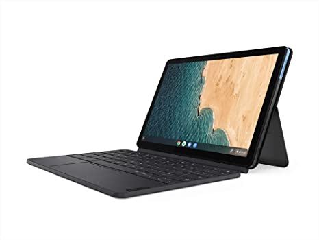 Lenovo Chromebook Duet, 2-in-1, 10.1" WUXGA (1920 x 1200) Display, MediaTek Helio P60T, 4GB LPDDR4X RAM, 64GB eMCP SSD, Integrated ARM G72 MP3 Graphics, Chrome OS, ZA6F0031US, Ice Blue   Iron Grey