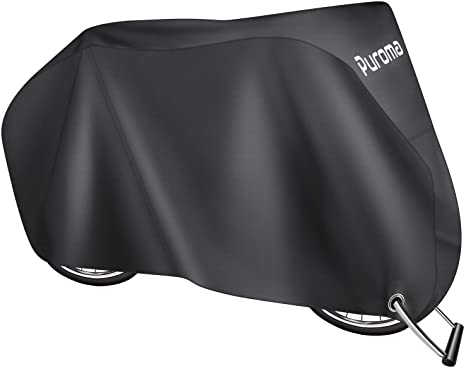 Puroma Bike Cover, 210D Outdoor Waterproof Bicycle Covers Rain Sun UV Dust Wind Proof with Lock Hole, Ideal for Mountain Road Electric Bike, XL