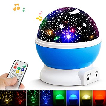 [2018 Newest] Starry Night Light for Kids, Beartwo REMOTE CONTROL Baby Night Light Rotating Star Projector with Timer Music Player, Best Night Lighting lamp USB Rechargeable for Kids and Nursery Decor