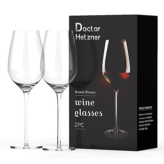 Doctor Hetzner Short Stem Lead-Free Crystal White/Red Wine Glass, 2-Pack (U-Shaped)
