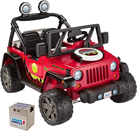 Fisher-Price Power Wheels BBQ Fun Jeep Wrangler Ride-On Vehicle with Extra Rechargeable 12-V Battery for Kids Ages 3 Years and Up