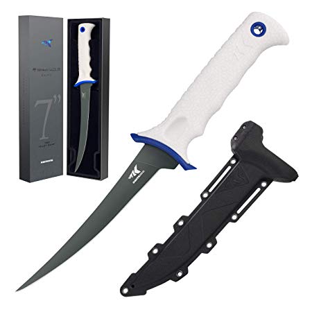 KastKing Spartacus Fillet, Boning and Food Prep Knives, Razor Sharp 8Cr14 Stainless-Steel Blade, Durable/Comfortable Kraton G Polymer Handles, Protective Sheath, Perfect in Fresh Or Saltwater.