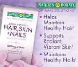 Natures Bounty Optimal Solutions Hair Skin and Nails Argan Oil Infused 5000mcg of Biotin 250 Softgels