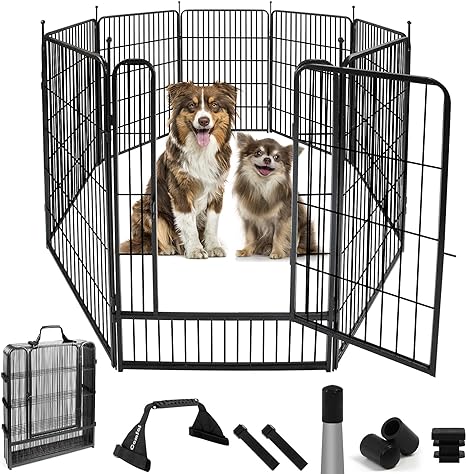 ComSaf Dog Playpen Outdoor, 40" Height 8 Panels Metal Dog Fence,Playpen for Big/Medium Dogs, Portable Dog Playpen for Outdoor