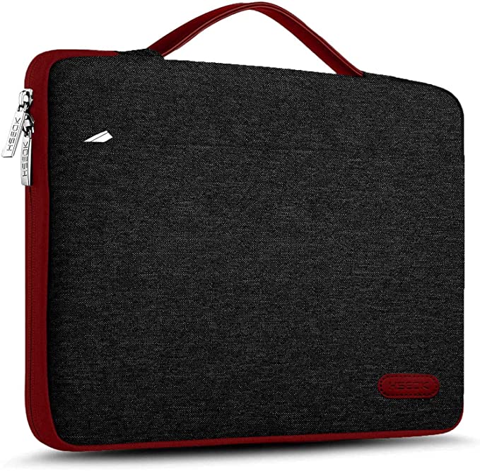 Hseok Laptop Sleeve 13-13.5 Inch Case Briefcase, Compatible All Model of 13.3 Inch MacBook Air/Pro, XPS 13, Surface Book 13.5" Spill-Resistant Handbag for Most Popular 13"-13.5" Notebooks, Black&red