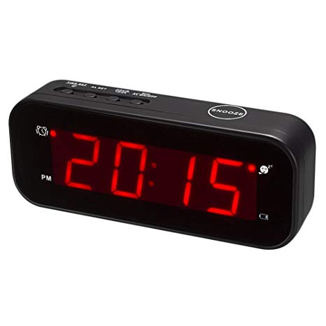 Kwanwa Small Digital Alarm Clock for Travel with LED Temperature or Time Display Stays On,Battery Powered Only