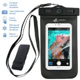 9733 PREMIUM QUALITY 9733 Universal Waterproof Case for iPhone 6S 6 6 Plus 5 5S 4 Galaxy S6 S5 Note 4 LG G4 HTC etc by Voxkin - Best Water Proof Dustproof Snowproof Pouch Bag for Every Cell Phone - Includes FREE Armband  Compass  Lanyard