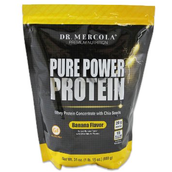 Dr. Mercola Pure Power Protein Banana - Whey Protein Concentrate With Chia Seeds - Naturally Flavored - Dietary Supplement - 31oz (1 lb. 15 oz) (880g)