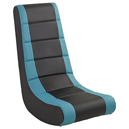 ECR4Kids SoftZone Kids Gaming Rocker - Soft Foam Chair for Movies, Reading or TV - Black and Sea Foam