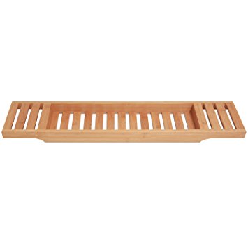 Bamboo Bathtub Caddy. Large Size Will Fit Tubs Up to 26 Inches Wide.