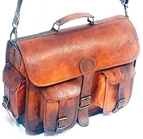 Handolederco ND 18 Inch Vintage Handmade Leather Messenger Bag for Laptop Briefcase Satchel Bag