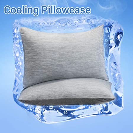 Marchpower Cooling Pillowcase for Hot Sleepers Night Sweats Q-Max 0.5 Cooling Technology Cool Pillow Case Soft Breathable Cooling Pillow Cover with Hidden Zipper 2 Pack Queen (20X30 inches) Gray