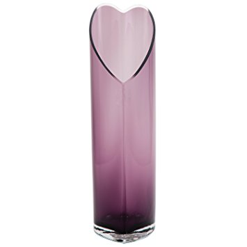 Flower Glass Vase Decorative Centerpiece For Home or Wedding by Royal Imports - Purple Heart-Shaped, 12" Tall, 3"x4" Opening