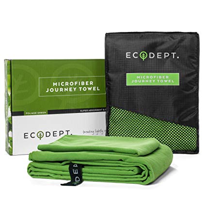 ECOdept Microfiber Travel Towel ~ Super Absorbent & Quick Dry ~ Essential Backbacking, Camping, Gym, Sports, Swimming & Beach Gear ~ Large 52" x 32" with Free Hand Towel in Gift Box