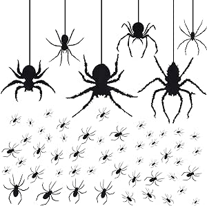 34 Pieces Spider Wall Decals Halloween Spider Clings Stickers Large Scary Black Spider Decor Decorative Spider Window Clings for 3D Halloween Door Porch Decorations Holiday Party Favors Supplies