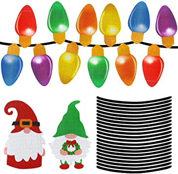 38Pcs Christmas Reflective Car Magnets Set - Christmas Decorations - Christmas Gnome Magnets Decor - Xmas Light Bulb Magnets Stickers for Car Refrigerator Garage Door - Xmas Holiday Decorations