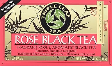 Triple Leaf Tea Black Tea Bags, Rose, 20 Count