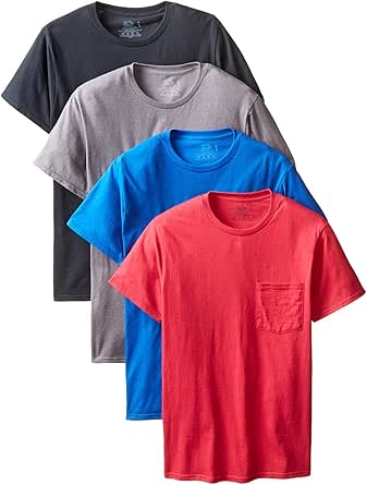 Fruit of the Loom Men's Pocket Crew Neck T-Shirt (Pack of 4)